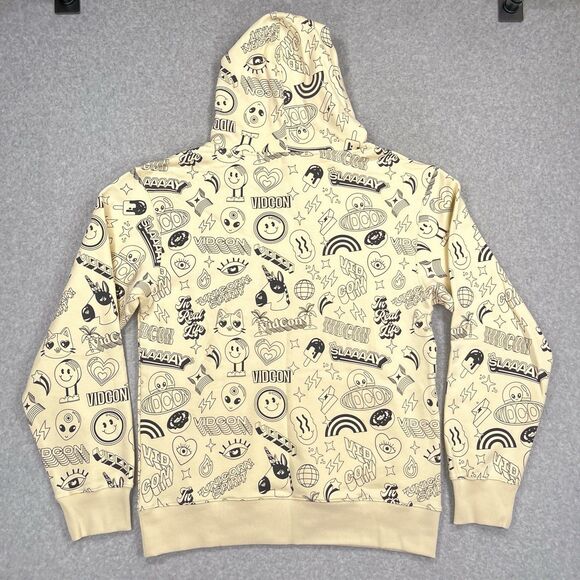 Vidcon Hoodie Mens Large Ivory Convention Fleece Sweatshirt All Over Print AOP - Picture 3 of 11